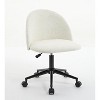 White Boucle office chair Desk Chair, Mid-Back Adjustable Swivel Computer Chair with Black Legs , Modern Upholstered Desk Chair with Wheels - 4 of 4