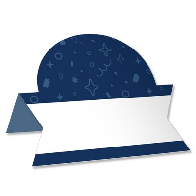 Big Dot of Happiness Navy Confetti Stars - Simple Party Decorations Tent Buffet Card - Table Setting Name Place Cards - Set of 24