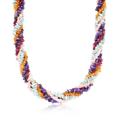 Ross-Simons Multi-Gemstone Torsade Necklace With 18kt Gold Over Sterling Size 18