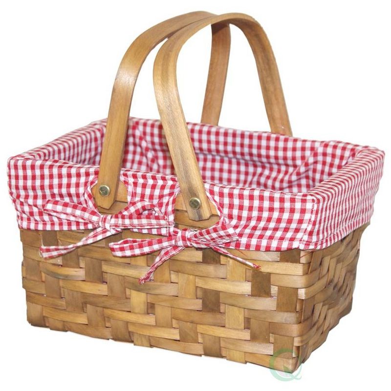 Vintiquewise Small Rectangular Basket Lined with Gingham Lining, 1 of 9