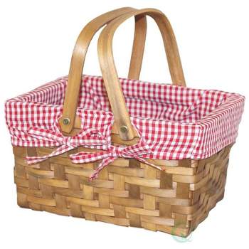 Vintiquewise Small Rectangular Basket Lined with Gingham Lining