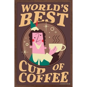 Trends International Elf - World's Best Cup Of Coffee Framed Wall Poster Prints - 1 of 4