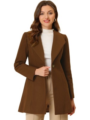 INSPIRE CHIC Women's Turn Down Collar Buttoned Business Casual Mid-Long Winter Coat
