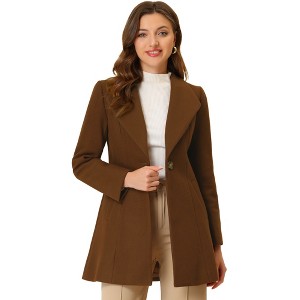INSPIRE CHIC Women's Turn Down Collar Buttoned Business Casual Mid-Long Winter Coat - 1 of 4