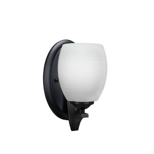 Toltec Lighting Zilo 1 - Light Sconce in  Matte Black with 5" White Linen  Shade - 1 of 1