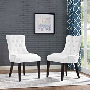 Set of 2 Regent Dining Side Chair Vinyl White - Modway: Tufted, Nailhead Trim, Padded, Wood Legs - 1 of 4