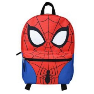 Spiderman Head Nylon Kids Backpack 16" School Bookbag for Girls and Boys ages 3+