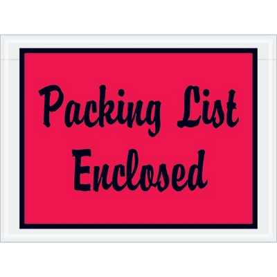 Box Partners "Packing List Enclosed" Envelopes 4 1/2" x 6" Red 1000/Case PL487