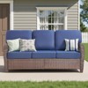 Buenhomino High Back Outdoor Wicker Patio Sofa with 5" Thick Cushion, All Weather Wicker Furniture 3-Seater Sofa Patio Couch for Porch - 2 of 4