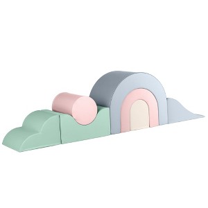 KIDKII Rainbow Play Set 7-Piece Foam Climbing & Motor Skill Play Kit, Pastel Mix - 1 of 4