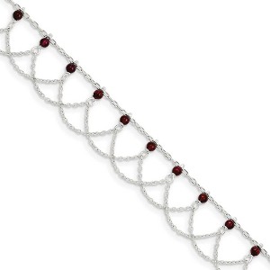 Black Bow Jewelry Sterling Silver Rhodolite Garnet Swag Anklet, 10 Inch - 1 of 4