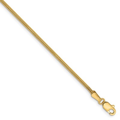 Black Bow Jewelry 1.6mm, 14k Yellow Gold, Round Solid Snake Chain Bracelet
