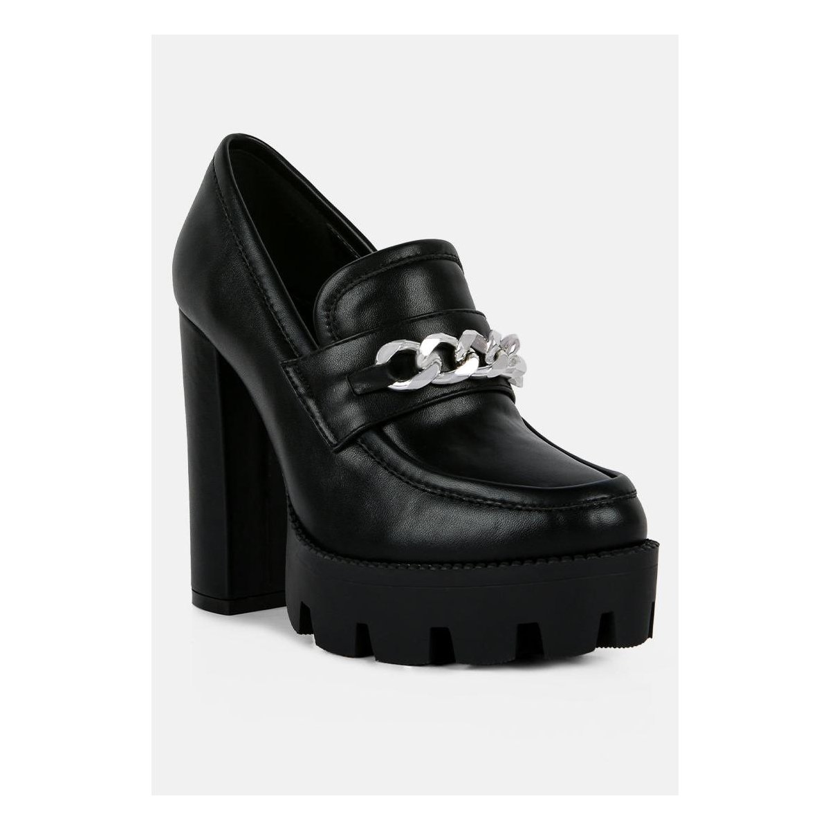 Женские туфли London Rag Womens Y2K Chunky High Block Heeled Loafers 9 — фото 2