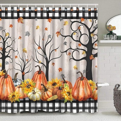 LunaLulinlk Fall Shower Curtain, Buffalo Plaid Waterproof Bathroom Curtains