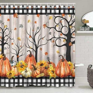 LunaLulinlk Fall Shower Curtain, Buffalo Plaid Waterproof Bathroom Curtains - 1 of 4