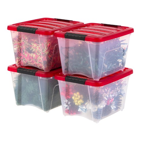 Iris 19/91/106qt Christmas Plastic Storage Bins With Lids And Secure  Latching Buckles, Holiday Red Green : Target