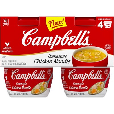 Campbell's Homestyle Chicken Noodle Soup Microwavable Mini Cups - 28oz ...