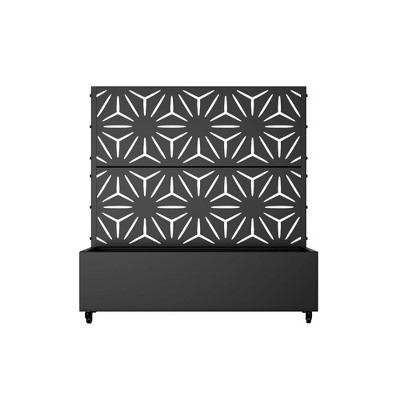 Lirago 4 ft. H x 4 ft. W Metal Planter Box privacy screen Garden Bed with Trellis and Wheels - Black