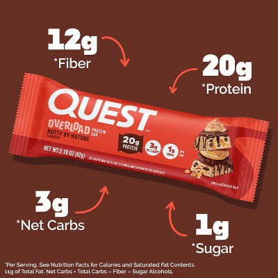 Quest Nutrition Gluten-Free Nutty by Nature Overload Protein Bars - 20g Protein - 26.24oz/12ct