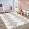 Modern Striped Rug for Living Room, Large Non-Slip Low Pile Diamond Washable Rugs, Stain-Resistant Contemporary Geometric Soft Indoor Carpet - 3 of 4