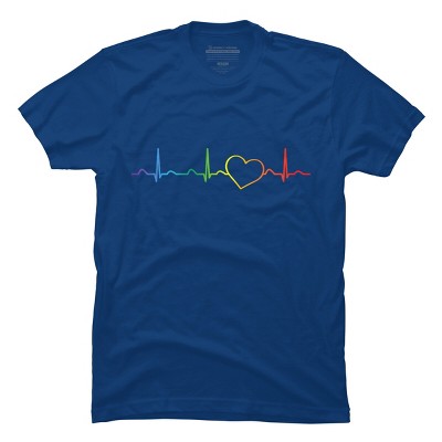 Adult Design By Humans Rainbow Pride Heartbeat By Luckyst T-Shirt
