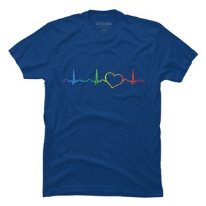Adult Design By Humans Rainbow Pride Heartbeat By Luckyst T-Shirt - 1 of 2