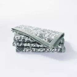 4pk Cotton Floral Napkins Blue - Threshold™ designed with Studio McGee