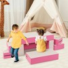 Costway Children Modular 6-Piece Combination Sofa Set with PU Leather Cover for Playroom Pink/Blue/Colorful - 4 of 4