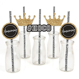 Big Dot of Happiness Hoco Dance - Paper Straw Decor - Homecoming Striped Decorative Straws - Set of 24 - 1 of 4