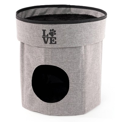 Precious Tails Home Base 2-Tier Collapsible Cat Cave - Gray
