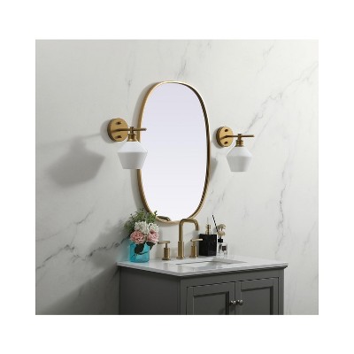Brass Oval Full Length Metal Frame Bathroom Mirror