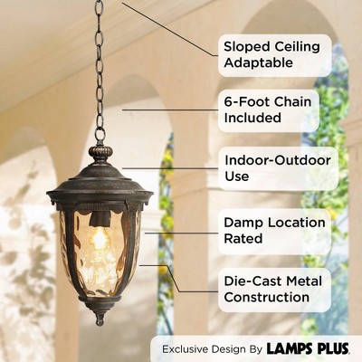 Bellagio Bronze 18" Outdoor Hanging Light with Hammered Glass