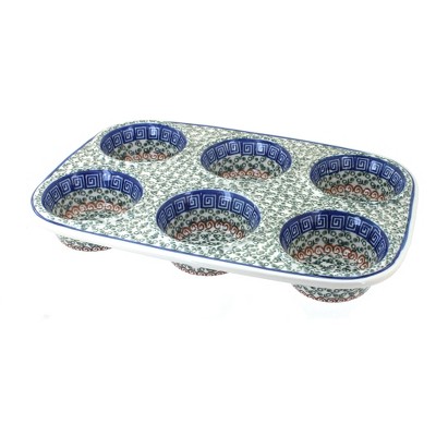 Blue Rose Polish Pottery Athena Muffin Pan