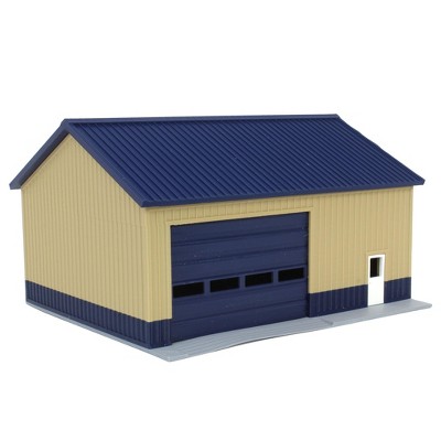 1/64 Tan & Blue Papa's Shop 40ft x 30ft Farm Shed Removeable Door & Roof 3d Printed RW-053