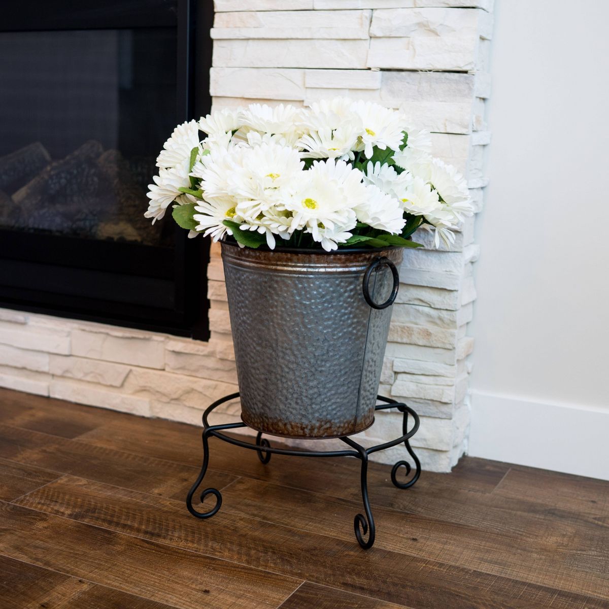 Piazza Iron Plant Stand Black Powder Coat Finish - Achla Designs: Freestanding Planter Holder, Indoor/Outdoor Use - thumbnail 4