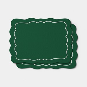 2pk Christmas Scallop Placemats Green - Threshold™ - 1 of 4