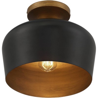 Matte Black and Gold Aluminum Modern Bowl Ceiling Light