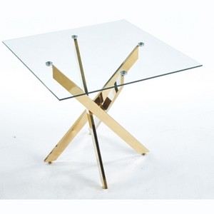 NicBex Minimalist Square Glass Dining Table with Cross Metal Legs,Modern Kitchen Table Bar Table,Dining Room Furniture - 1 of 4