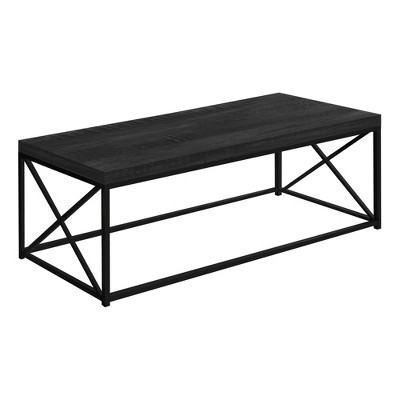 Monarch Black Wood-Look Metal Home Living Room Decor Contemporary Style Accent Coffee Table