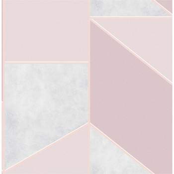 Color Block Geo Pink and Rose Gold Geometric Paste the Wall Wallpaper