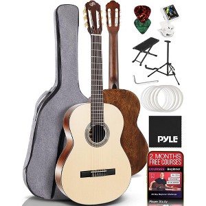 Pyle Classic Acoustic Guitar with Spruce Top & Nylon Strings for Beginners - 1 of 4