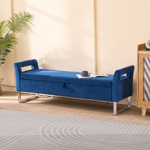 PAGED Velvet Ottoman with Storage, 67.91" Entryway Bench with Armrests, Multi-Functional Storage Bench for Bedroom, Entryway & Living Room - 1 of 4