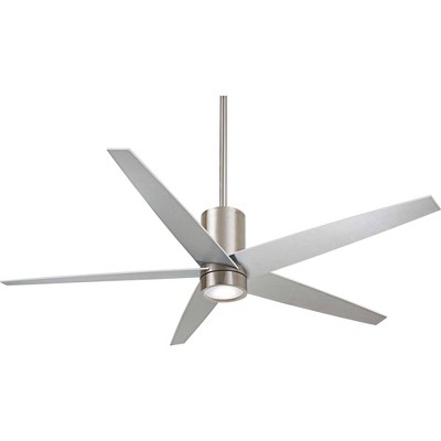 56" Minka Aire Modern Indoor Ceiling Fan with LED Light Remote Control Brushed Nickel for Living Room Kitchen Bedroom Family Home