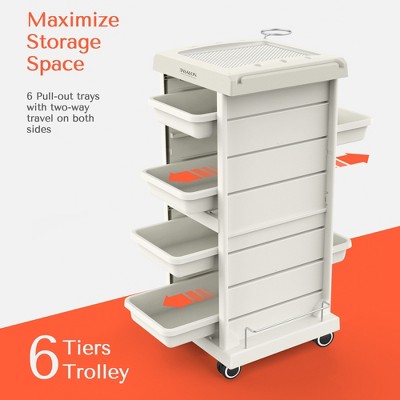 TASALON Multifunctional Salon Trolley Cart for Salon Station - White