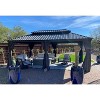 PURPLE LEAF Outdoor Gazebo Aluminum Frame Galvanized Steel Double Roof Patio Hardtop Gazebo with Curtains and Netting for Patio Lawn and Garden - 3 of 4