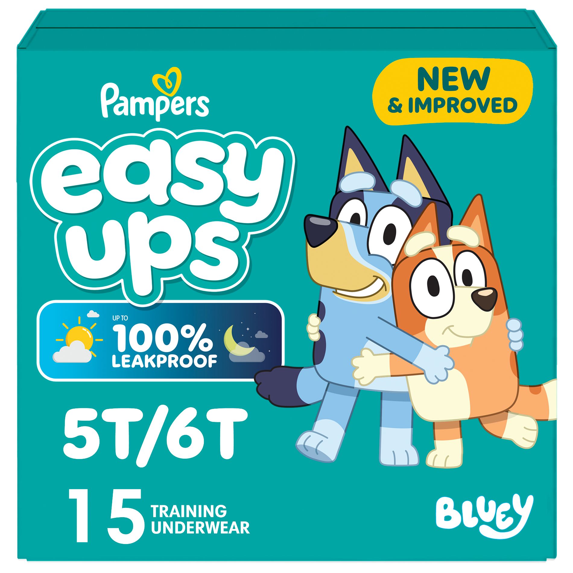Pampers Easy Ups Bluey Training Underwear - Size 5T6T - 15ct: All-Night Protection, Easy-Open Sides