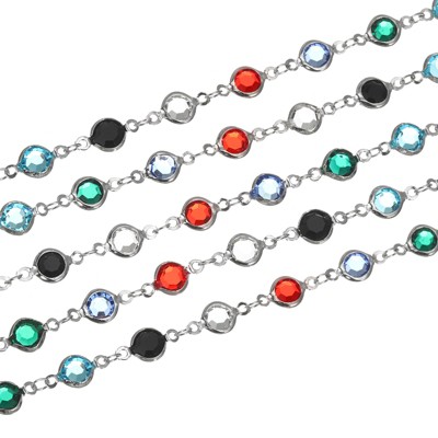 Unique Bargains Brass Bulk Smooth Decoration Rhinestone Chain for Jewelry Making Craft DIY Necklace