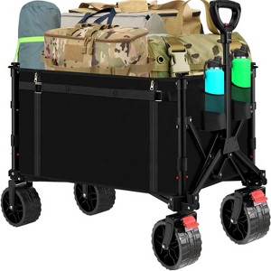 Musment Collapsible Folding Wagon Cart, 350LBS Large Capacity Heavy Duty Utility Garden Cart - 1 of 4