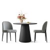 Dining Table Set for 2, Modern Round Pedestal Table with Black Base and Upholstered Chairs for Kitchen Nook or Small Dining Room-Tanpinhause - 4 of 4