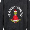 Women's - Dr. Seuss - The Grinch Never Not Grinchy Lightweight French Terry Wide Neck Long Sleeve Shirt - 2 of 4